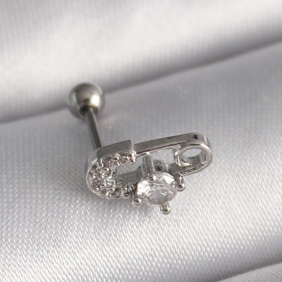 316L Çelik Gümüş Renk Zirkon Taşlı Toplu İğne Tragus Piercing 316L Çelik Gümüş Renk Zirkon Taşlı Toplu İğne Tragus Piercing