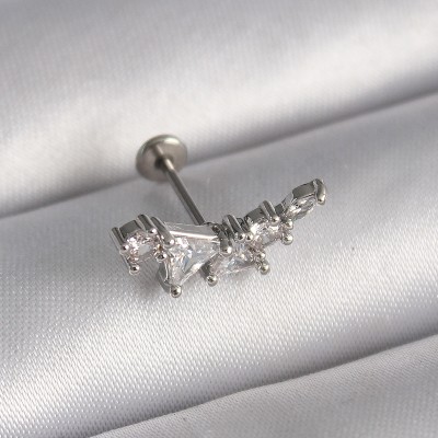 316L Çelik Gümüş Renk Zirkon Taşlı Tragus Piercing 316L Çelik Gümüş Renk Zirkon Taşlı Tragus Piercing