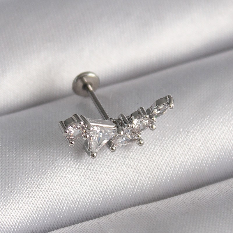 316L Çelik Gümüş Renk Zirkon Taşlı Tragus Piercing 316L Çelik Gümüş Renk Zirkon Taşlı Tragus Piercing