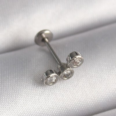 316L Çelik Gümüş Renk Zirkon Taşlı Tragus Piercing 316L Çelik Gümüş Renk Zirkon Taşlı Tragus Piercing