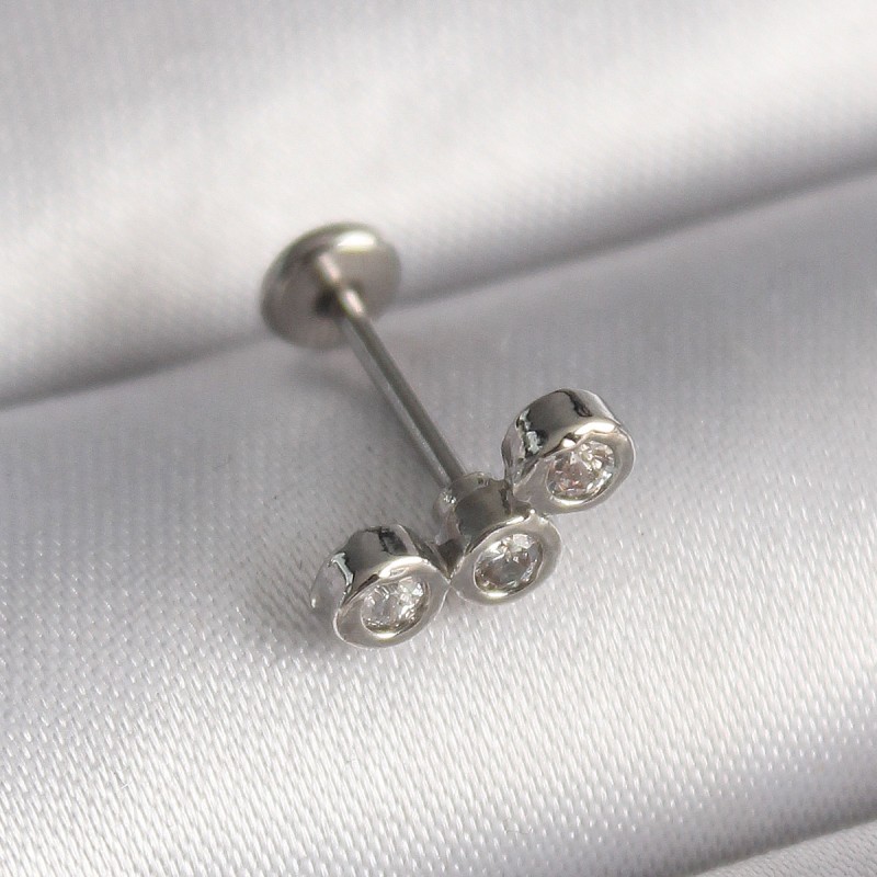 316L Çelik Gümüş Renk Zirkon Taşlı Tragus Piercing 316L Çelik Gümüş Renk Zirkon Taşlı Tragus Piercing