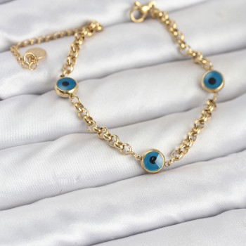 316L Çelik Nazar Model Gold Renk Kadın Bileklik 316L Çelik Nazar Model Gold Renk Kadın Bileklik
