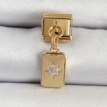 316L Çelik Sallantılı Zirkon Taşlı Kutup Yıldızı Figürlü Dikdörtgen Model Gold Renk Nomination Charm 316L Çelik Sallantılı Zirkon Taşlı Kutup Yıldızı Figürlü Dikdörtgen Model Gold Renk Nomination Charm