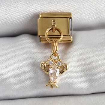 316L Çelik Sallantılı Zirkon Taşlı Yengeç Model Gold Renk Nomination Charm 316L Çelik Sallantılı Zirkon Taşlı Yengeç Model Gold Renk Nomination Charm