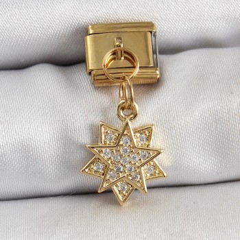 316L Çelik Sallantılı Zirkon Taşlı Yıldız Model Gold Renk Nomination Charm 316L Çelik Sallantılı Zirkon Taşlı Yıldız Model Gold Renk Nomination Charm