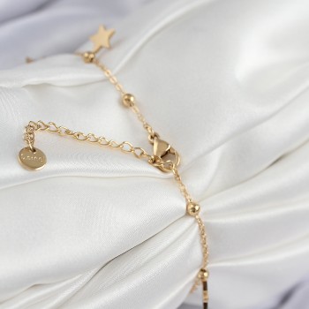 316L Çelik Sıralı Yıldız Model Gold Renk Kadın Bileklik 316L Çelik Sıralı Yıldız Model Gold Renk Kadın Bileklik