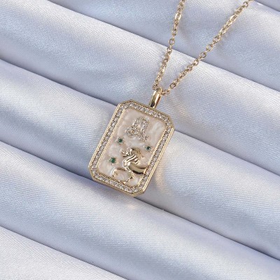 316L Çelik Zincir Altın Renk Zirkon Taşlı Aslan Figürlü Tarot Kolye 316L Çelik Zincir Altın Renk Zirkon Taşlı Aslan Figürlü Tarot Kolye