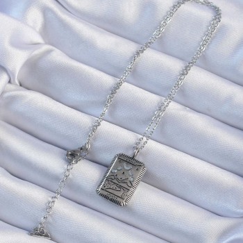 316L Çelik Zincir Eskitme Gümüş Renk Ay Figürlü Tarot Kolye 316L Çelik Zincir Eskitme Gümüş Renk Ay Figürlü Tarot Kolye