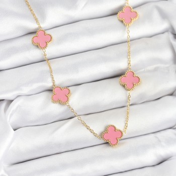 316L Çelik Zincir Gold Pembe Renk Yonca Kadın Kolye 316L Çelik Zincir Gold Pembe Renk Yonca Kadın Kolye