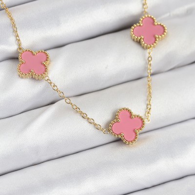 316L Çelik Zincir Gold Pembe Renk Yonca Kadın Kolye 316L Çelik Zincir Gold Pembe Renk Yonca Kadın Kolye