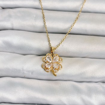 316L Çelik Zincir Gold Renk 4 Yapraklı Yonca Model Kadın Kolye 316L Çelik Zincir Gold Renk 4 Yapraklı Yonca Model Kadın Kolye