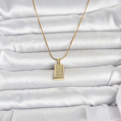 316L Çelik Zincir Gold Renk Külçe Altın Model Kadın Kolye 316L Çelik Zincir Gold Renk Külçe Altın Model Kadın Kolye