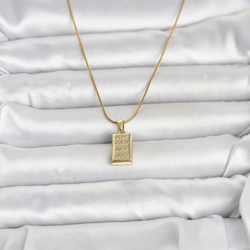 316L Çelik Zincir Gold Renk Külçe Altın Model Kadın Kolye 316L Çelik Zincir Gold Renk Külçe Altın Model Kadın Kolye