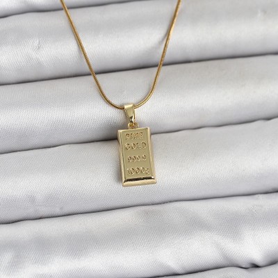316L Çelik Zincir Gold Renk Külçe Altın Model Kadın Kolye 316L Çelik Zincir Gold Renk Külçe Altın Model Kadın Kolye
