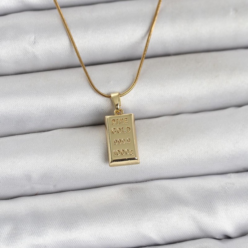 316L Çelik Zincir Gold Renk Külçe Altın Model Kadın Kolye 316L Çelik Zincir Gold Renk Külçe Altın Model Kadın Kolye