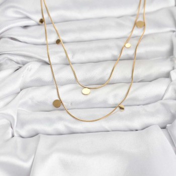316L Çelik Zincir Gold Renk Pullu Kadın Kolye 316L Çelik Zincir Gold Renk Pullu Kadın Kolye
