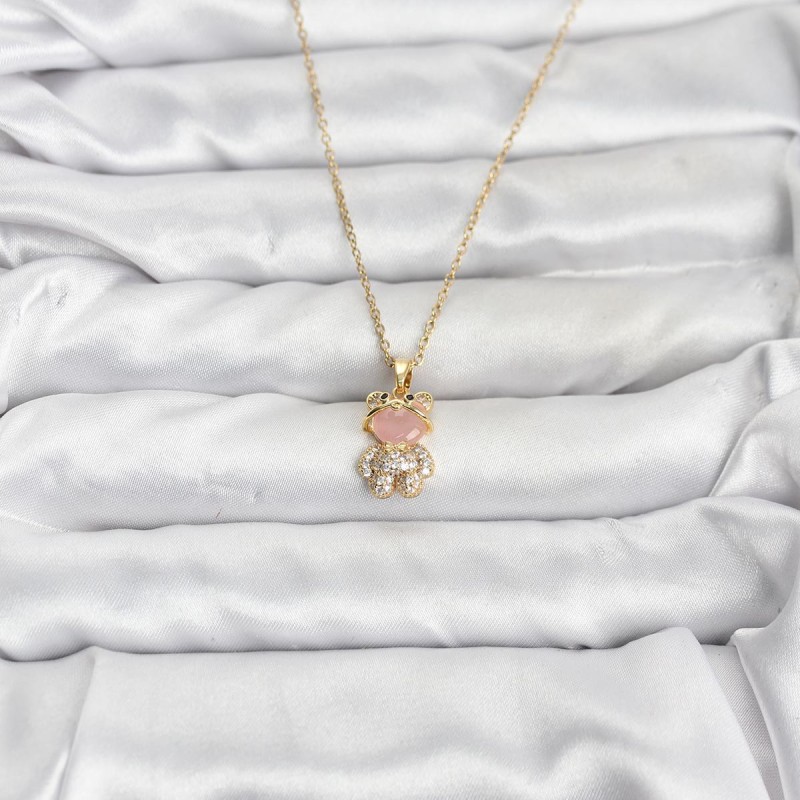 316L Çelik Zincir Gold Renk Teddy Bear Model Zirkon Taşlı Kadın Kolye 316L Çelik Zincir Gold Renk Teddy Bear Model Zirkon Taşlı Kadın Kolye