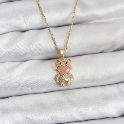 316L Çelik Zincir Gold Renk Teddy Bear Model Zirkon Taşlı Kadın Kolye 316L Çelik Zincir Gold Renk Teddy Bear Model Zirkon Taşlı Kadın Kolye