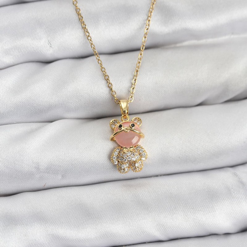 316L Çelik Zincir Gold Renk Teddy Bear Model Zirkon Taşlı Kadın Kolye 316L Çelik Zincir Gold Renk Teddy Bear Model Zirkon Taşlı Kadın Kolye