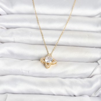 316L Çelik Zincir Gold Renk Yonca Model Kadın Kolye 316L Çelik Zincir Gold Renk Yonca Model Kadın Kolye