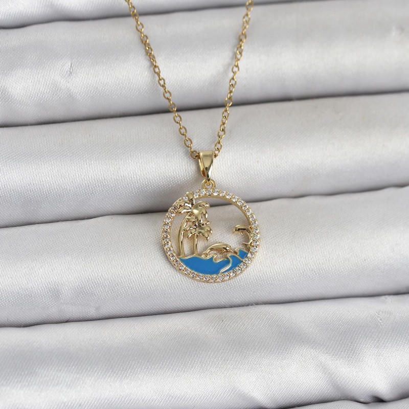 316L Çelik Zincir Gold Renk Zirkon Taşlı Deniz Temalı Kadın Kolye 316L Çelik Zincir Gold Renk Zirkon Taşlı Deniz Temalı Kadın Kolye