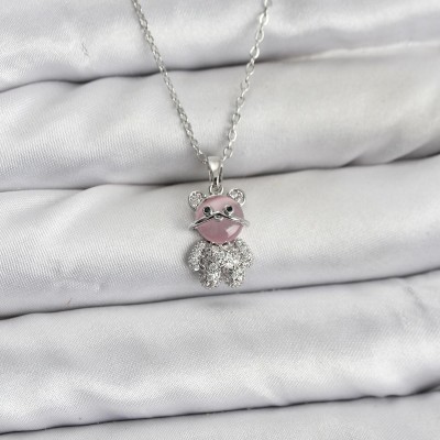 316L Çelik Zincir Gümüş Renk Teddy Bear Model Zirkon Taşlı Kadın Kolye 316L Çelik Zincir Gümüş Renk Teddy Bear Model Zirkon Taşlı Kadın Kolye