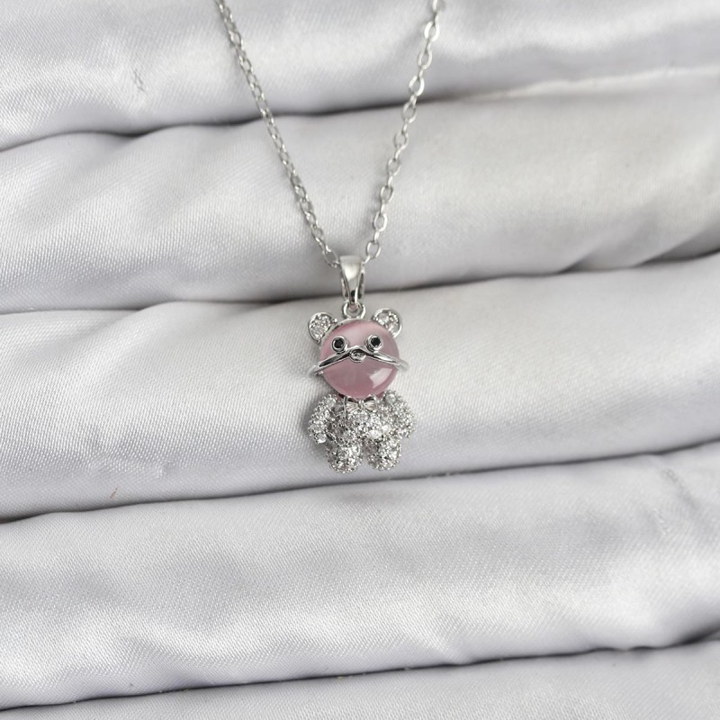 316L Çelik Zincir Gümüş Renk Teddy Bear Model Zirkon Taşlı Kadın Kolye 316L Çelik Zincir Gümüş Renk Teddy Bear Model Zirkon Taşlı Kadın Kolye