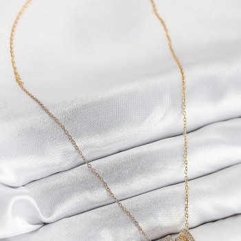 316L Çelik Zirkon Taşlı Sarmal Model Gold Renk Kadın Kolye 316L Çelik Zirkon Taşlı Sarmal Model Gold Renk Kadın Kolye
