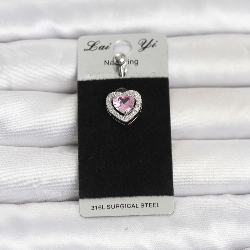 316L Cerrahi Çelik Pembe Kalp Model Göbek Piercing 316L Cerrahi Çelik Pembe Kalp Model Göbek Piercing