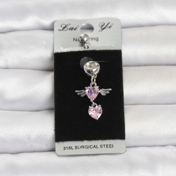 316L Cerrahi Çelik Pembe Zirkon Taşlı Kanat Model Göbek Piercing 316L Cerrahi Çelik Pembe Zirkon Taşlı Kanat Model Göbek Piercing