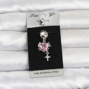 316L Cerrahi Çelik Pembe Zirkon Taşlı Model Göbek Piercing 316L Cerrahi Çelik Pembe Zirkon Taşlı Model Göbek Piercing