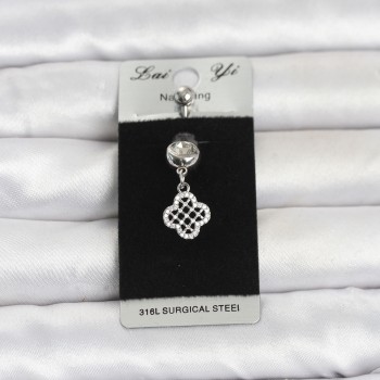 316L Cerrahi Çelik Zirkon Taşlı Sallantılı Yonca Model Göbek Piercing 316L Cerrahi Çelik Zirkon Taşlı Sallantılı Yonca Model Göbek Piercing
