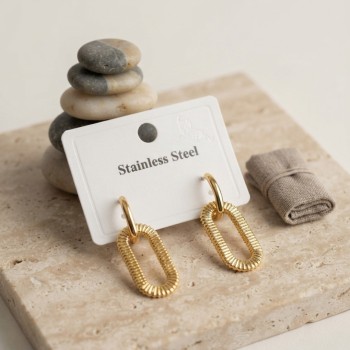 316L Gold Renk Tırtıklı Ataç Form Tasarım Küpe 316L Gold Renk Tırtıklı Ataç Form Tasarım Küpe