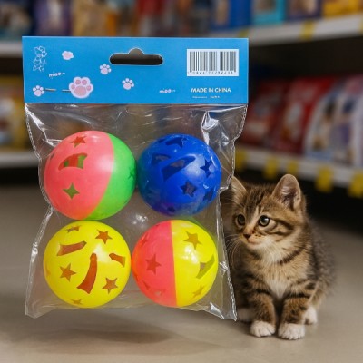 4'lü Çıngıraklı Top Kedi Oyuncağı 4'lü Çıngıraklı Top Kedi Oyuncağı