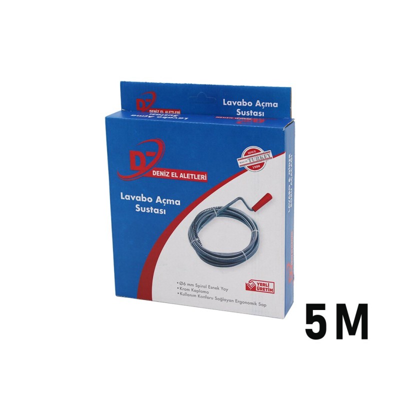 5 Metre Lavabo Açma Sustası - Spiral Esnek Yay - 6 mm 5 Metre Lavabo Açma Sustası - Spiral Esnek Yay - 6 mm