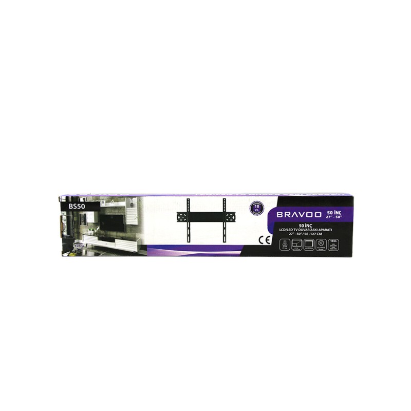 50 İnç ve 27 İnç - 50 İnç Sabit TV Askı Aparatı - LCD LED TV Uyumlu - 56-127 cm 