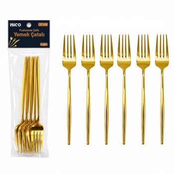 6 Parça Yemek Çatalı Seti - Gold Renk - Paslanmaz Çelik 6 Parça Yemek Çatalı Seti - Gold Renk - Paslanmaz Çelik