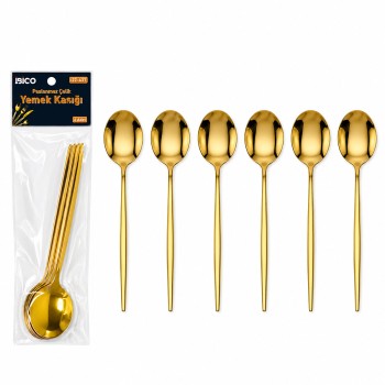 6 Parça Yemek Kaşığı Seti - Gold Renk - Paslanmaz Çelik 6 Parça Yemek Kaşığı Seti - Gold Renk - Paslanmaz Çelik