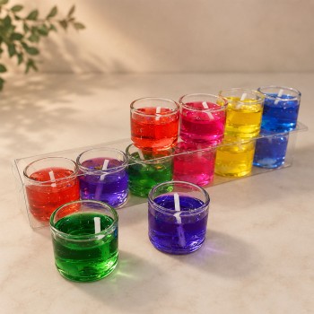 6'lı Jel Dekoratif Mum Seti - Karışık Renklerde 6'lı Jel Dekoratif Mum Seti - Karışık Renklerde