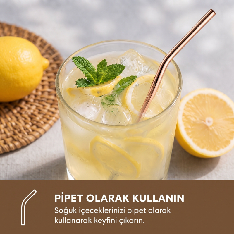 6'lı Kaşıklı Pipet Seti - Bronz - Pipet Temizleme Fırçası 6'lı Kaşıklı Pipet Seti - Bronz - Pipet Temizleme Fırçası