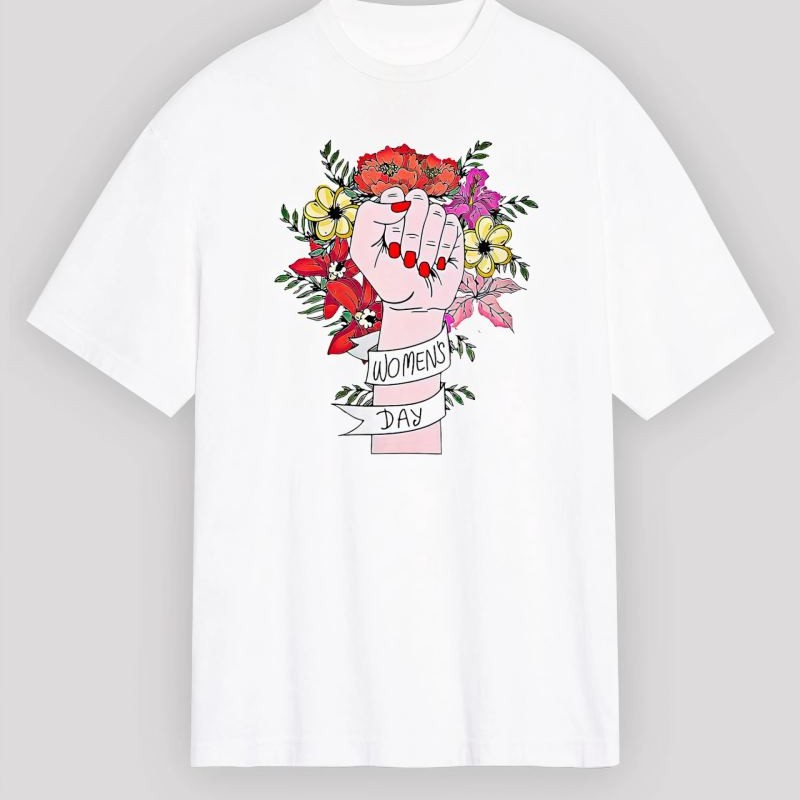 8 Mart Dünya Kadınlar Günü Baskılı Oversize Bisiklet Yaka T-shirt - Beyaz 8 Mart Dünya Kadınlar Günü Baskılı Oversize Bisiklet Yaka T-shirt - Beyaz