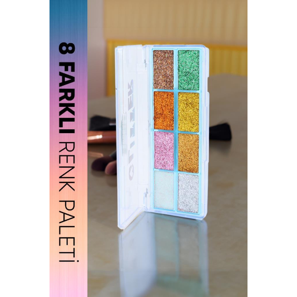 8 Renk Yaz Glitter Far Paleti - 2'li Set