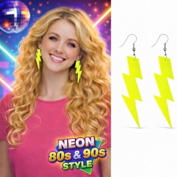 80’ler 90'lar Retro Neon Sarı Şimşek Küpe 10 cm 80’ler 90'lar Retro Neon Sarı Şimşek Küpe 10 cm