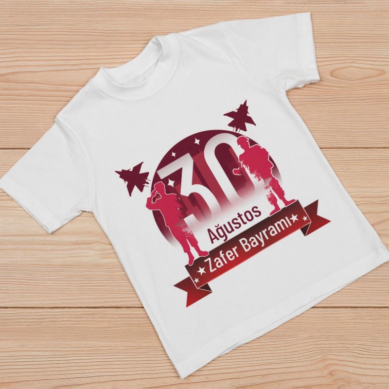 Ağustos Zafer Bayramı Atatürk Baskılı Kısa Kollu Bisiklet Yaka T-shirt - Beyaz Ağustos Zafer Bayramı Atatürk Baskılı Kısa Kollu Bisiklet Yaka T-shirt - Beyaz