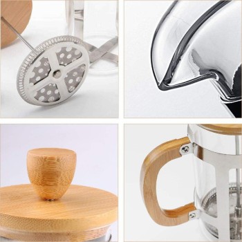 Ahşap Detaylı 350 ml Cam French Press Ahşap Detaylı 350 ml Cam French Press