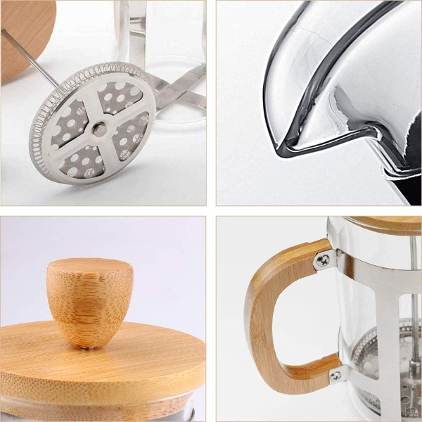 Ahşap Detaylı 350 ml Cam French Press Ahşap Detaylı 350 ml Cam French Press