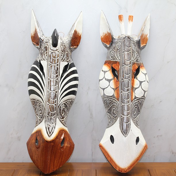 Ahşap Duvara Asmalı Maske Zebra Ahşap Duvara Asmalı Maske Zebra