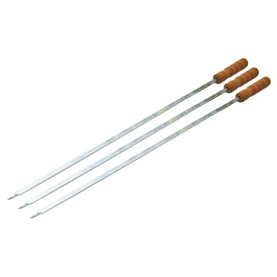 Ahşap Saplı Tavuk Şişi - Dar Yassı - Metal - 50 cm Ahşap Saplı Tavuk Şişi - Dar Yassı - Metal - 50 cm