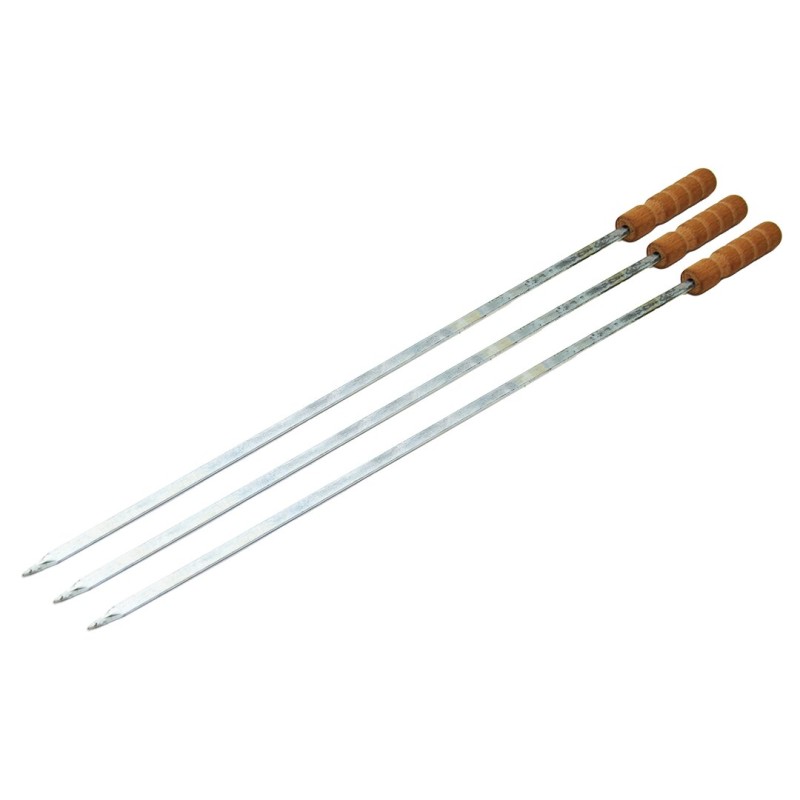 Ahşap Saplı Tavuk Şişi - Dar Yassı - Metal - 50 cm Ahşap Saplı Tavuk Şişi - Dar Yassı - Metal - 50 cm