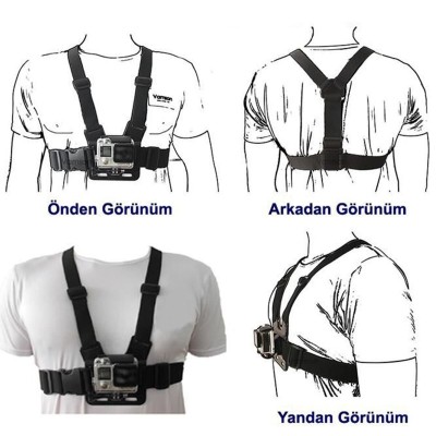 Aksiyon Kamerası Göğüse Sabitleme Kemeri Aksiyon Kamerası Göğüse Sabitleme Kemeri